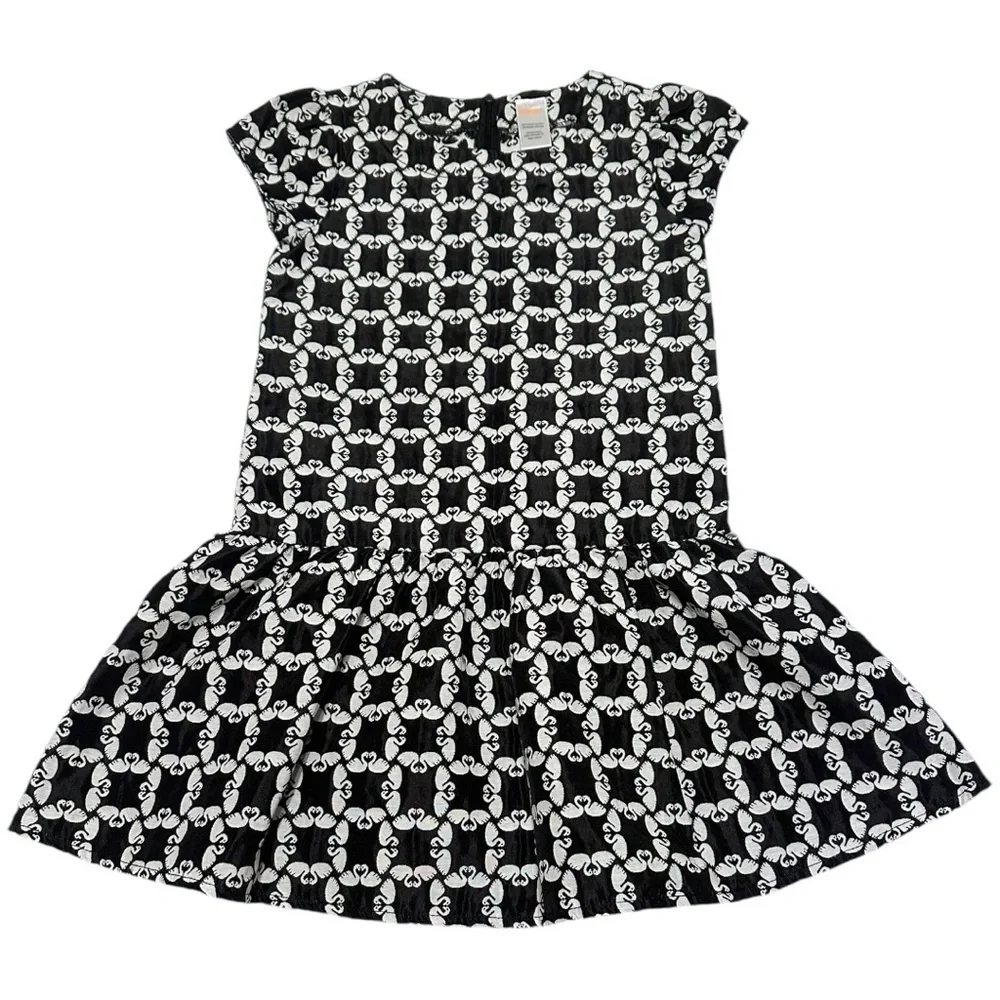 Gymboree Girls Black & White Swan Drop Waist Dress (Size 8)